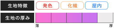 生地特徴：発色/化繊/屋内、生地の厚み：やや厚め